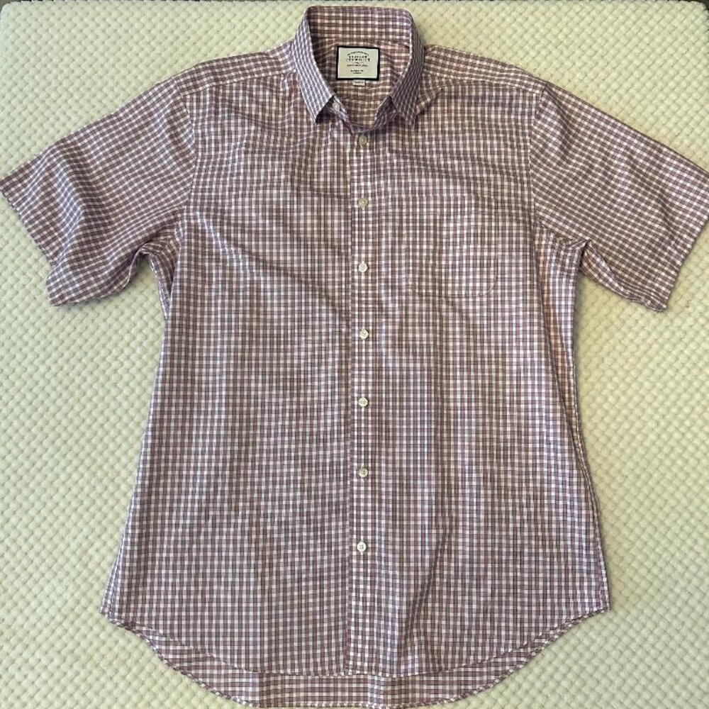 Charles Tyrwhitt - short sleeve button up - mens - red - 16.5/34